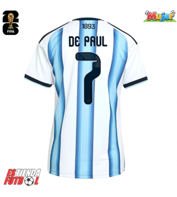 Argentina Rodrigo De Paul #7 Primera Equipación Mujer Mundial 2026 Manga Corta